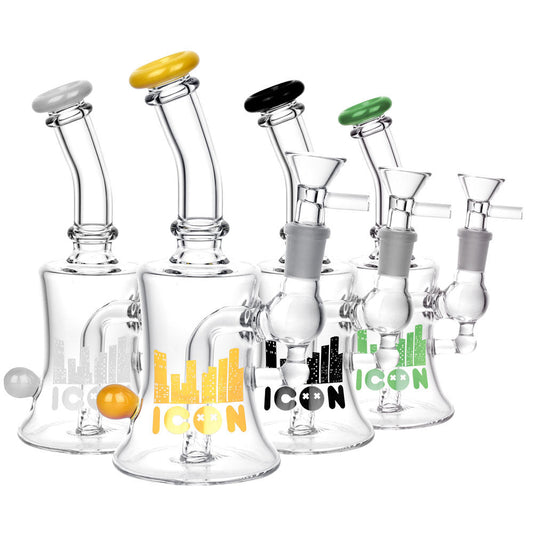 Diamond Glass Icon Baggins Water Pipe- 7"/14mm F/Colors Vary